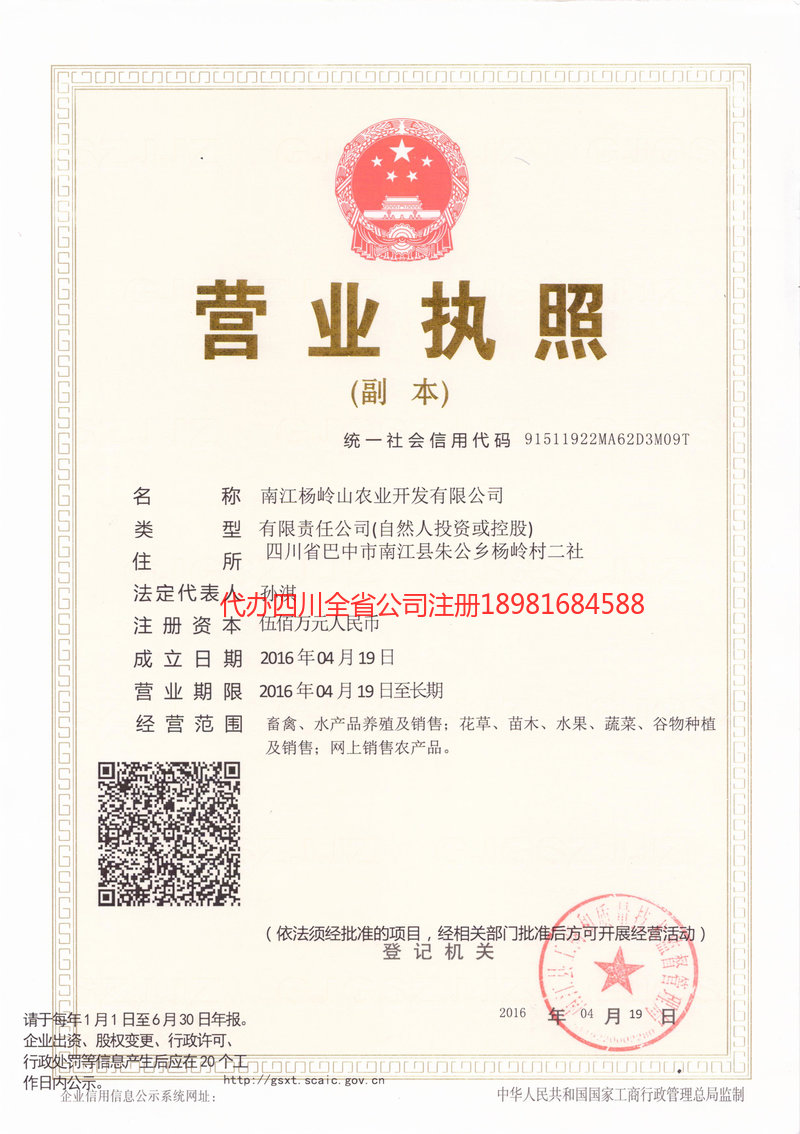 西充西充杨岭山农业开发有限公司